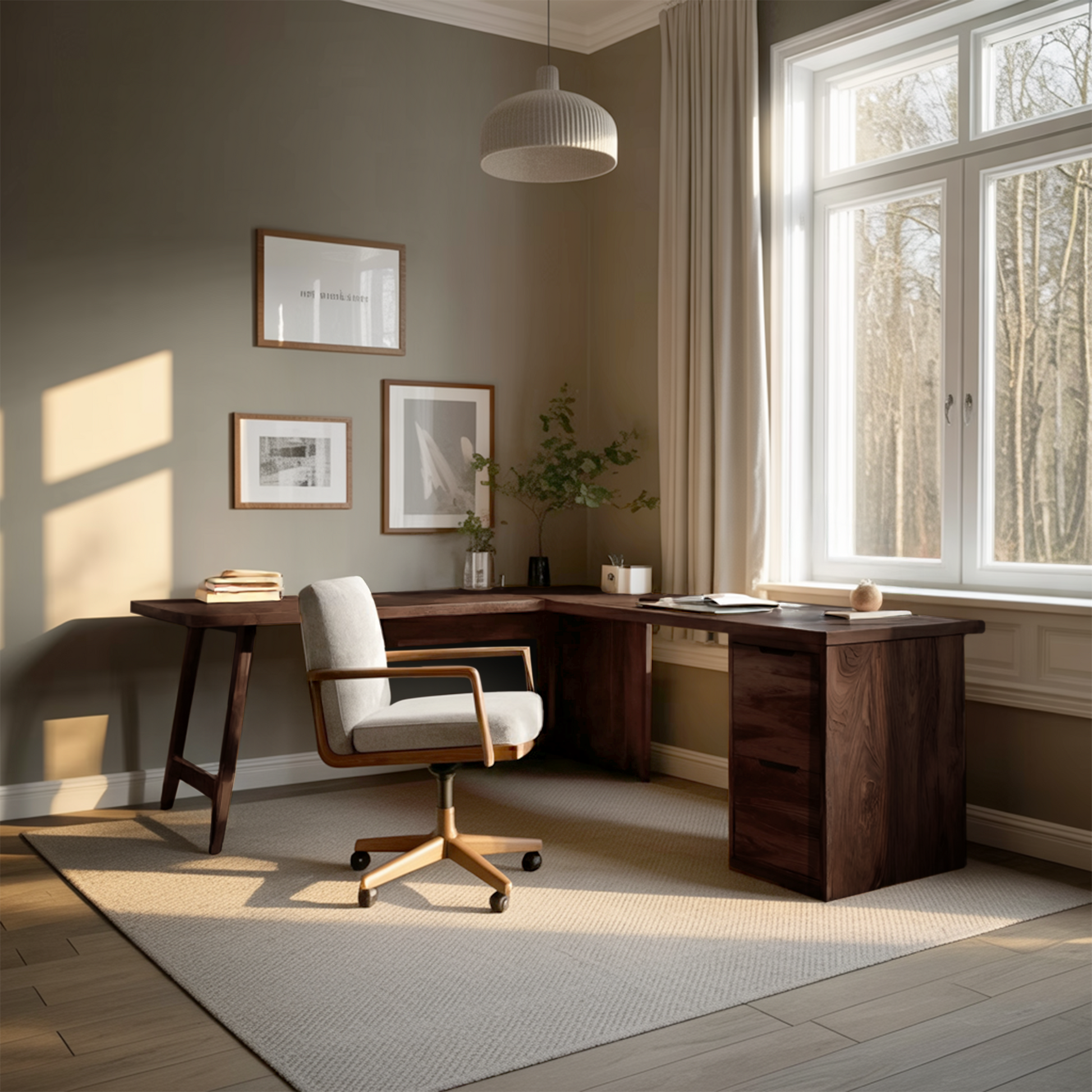 Luxury L Shaped Desk With Drawer For Home Office Kitchnce