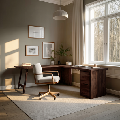 Luxury L Shaped Desk With Drawer For Home Office Kitchnce
