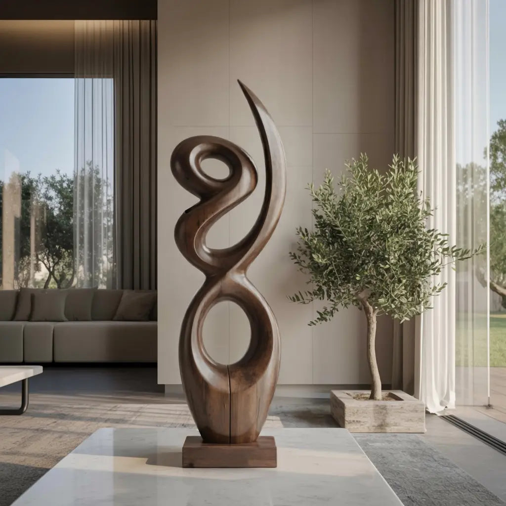 Handcrafted Wooden Abstract Sculpture For Living Room Kitchnce