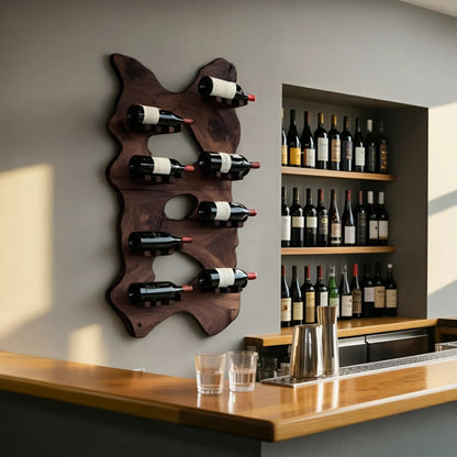 Mid Century Wooden Live Edge Wine Holder For Living Room Decor Kitchnce