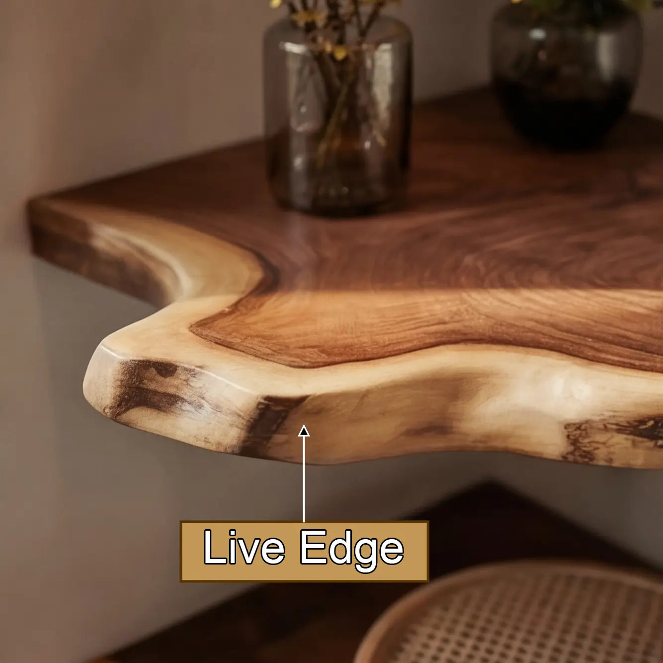 Wavedge Live Edge Floating Corner Shelf Kitchnce