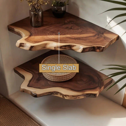 Wavedge Live Edge Floating Corner Shelf Kitchnce
