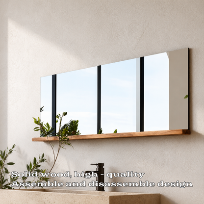 Bathroom Mirror Shelf, Modern Floating Mirror Ledge, Wooden Wall Mounted Shelf