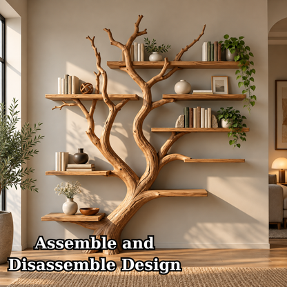 Handcrafted Sculptural Solid Wood Tree Bookshelf