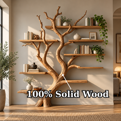 Handcrafted Sculptural Solid Wood Tree Bookshelf