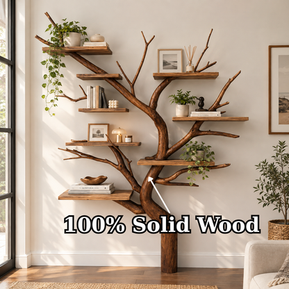Handcrafted Sculptural Solid Wood Tree Bookshelf