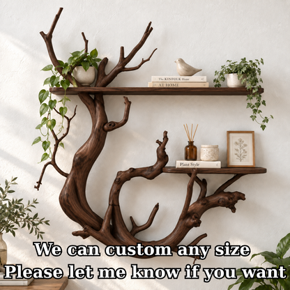 Handcrafted Organic Branch Solid Wood Wall Shelf