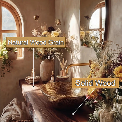 Zavaro Handcrafted Live Edge Solid Wood Floating Bathroom Vanity SPA245625 Kitchnce