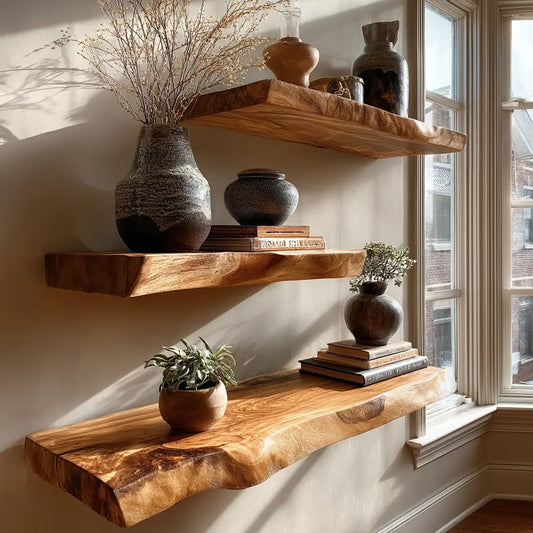 Zenvora Live Edge Solid Wood Floating Shelf SPA965832 Kitchnce