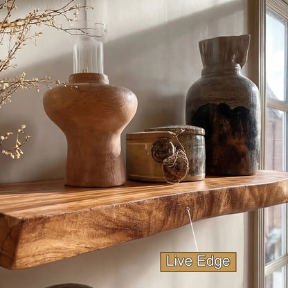 Zenvora Live Edge Solid Wood Floating Shelf SPA965832 Kitchnce