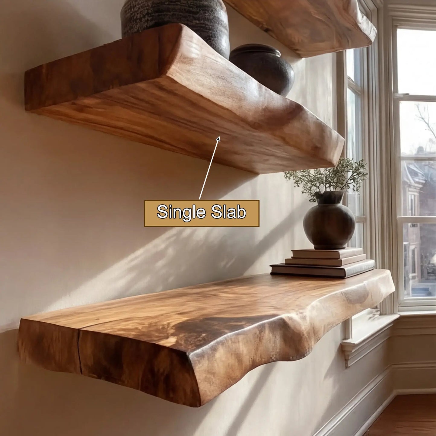 Zenvora Live Edge Solid Wood Floating Shelf SPA965832 Kitchnce