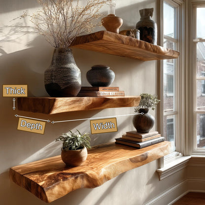 Zenvora Live Edge Solid Wood Floating Shelf SPA965832 Kitchnce