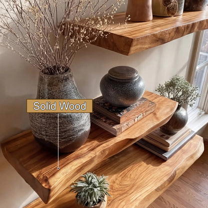 Zenvora Live Edge Solid Wood Floating Shelf SPA965832 Kitchnce