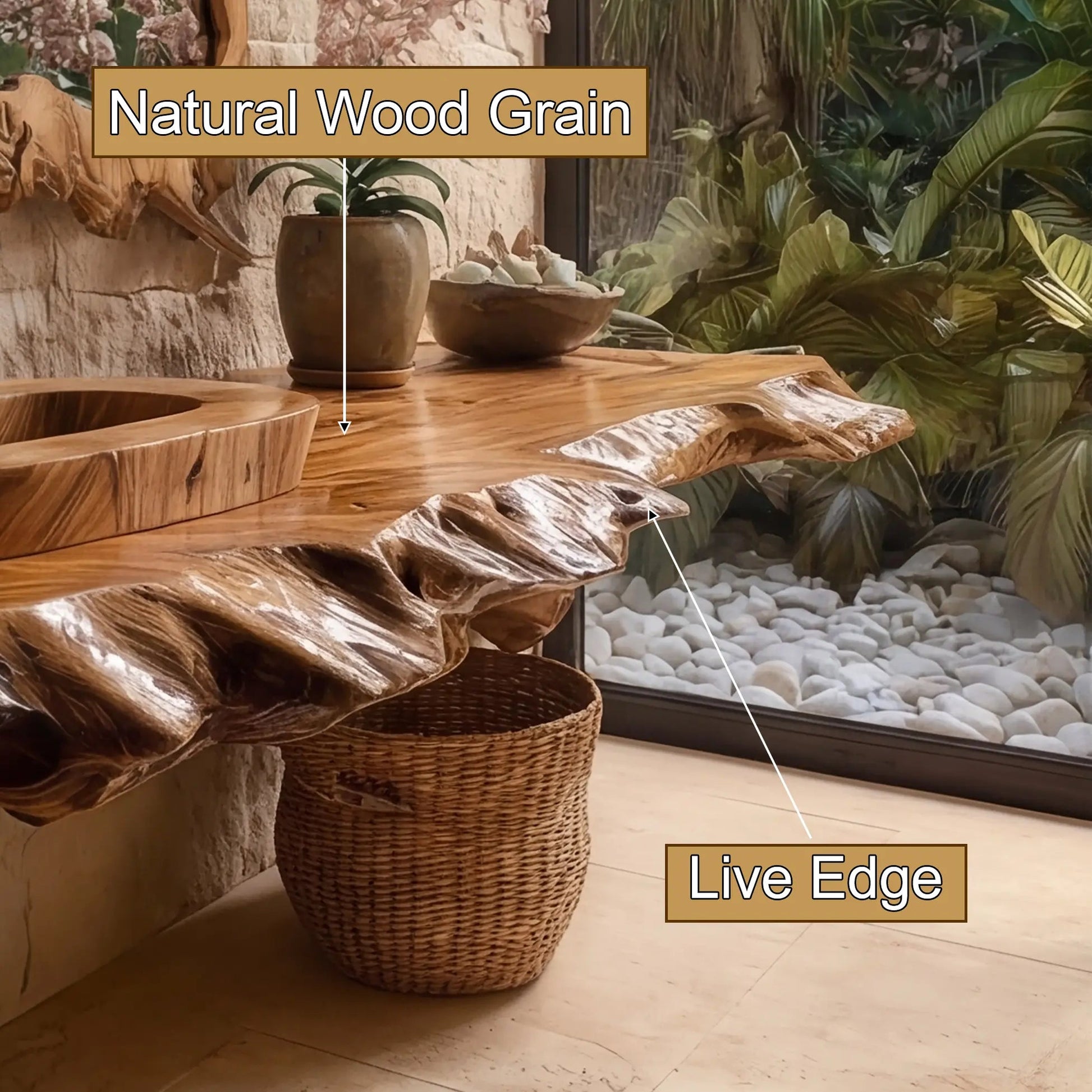 Zerano Live Edge Solid Wood Floating Bathroom Vanity SPA304290 Kitchnce