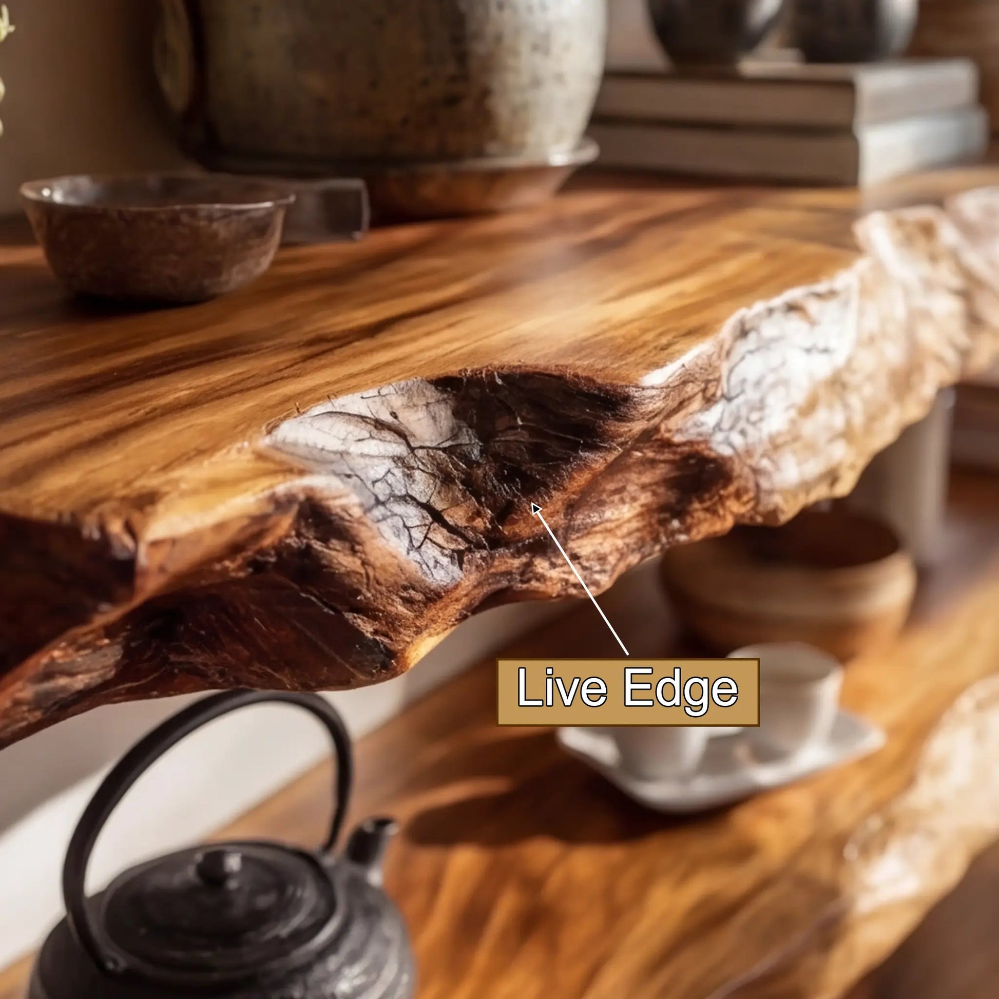 Zerano Live Edge Solid Wood Floating Shelf SPA652349 Kitchnce