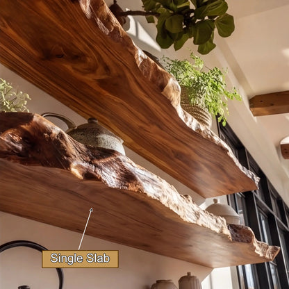 Zerano Live Edge Solid Wood Floating Shelf SPA652349 Kitchnce