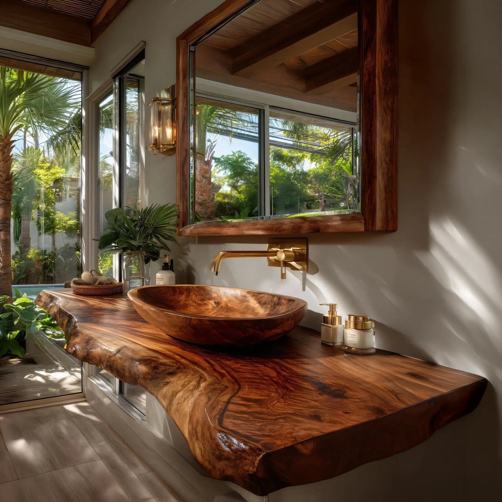 Zeravon Live Edge Solid Wood Floating Bathroom Vanity SPA751828 Kitchnce