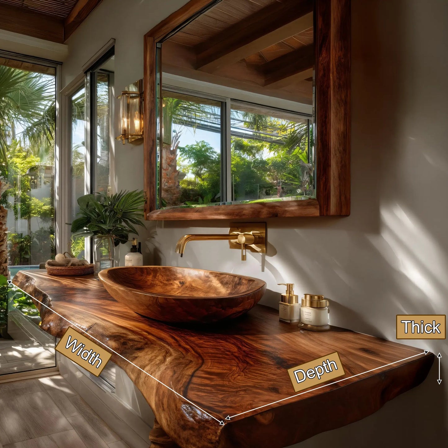 Zeravon Live Edge Solid Wood Floating Bathroom Vanity SPA751828 Kitchnce