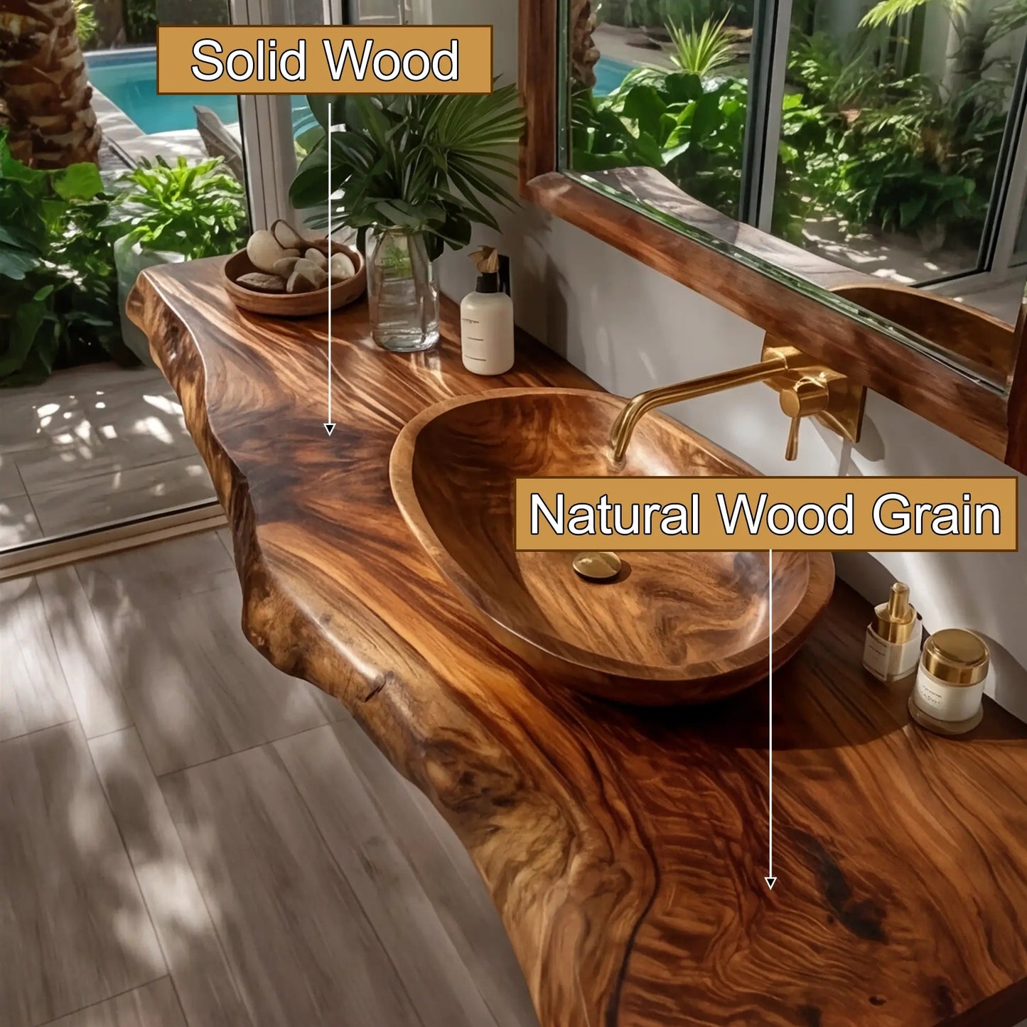 Zeravon Live Edge Solid Wood Floating Bathroom Vanity SPA751828 Kitchnce