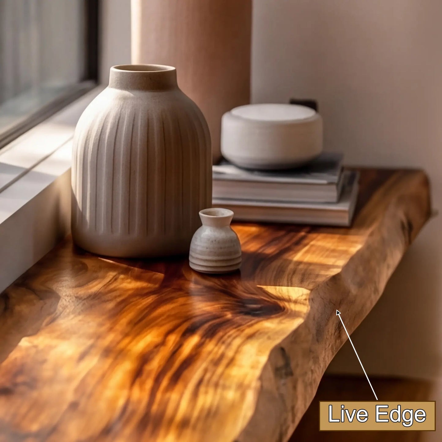 Zerion Live Edge Solid Wood Floating Shelf SPA324936 Kitchnce