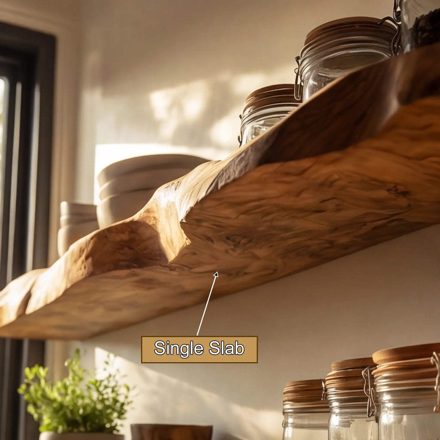 Zerivon Live Edge Solid Wood Floating Shelf SPA526841 Kitchnce