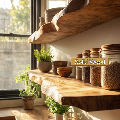 Zerivon Live Edge Solid Wood Floating Shelf SPA526841 Kitchnce