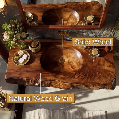 Zerona Live Edge Solid Wood Floating Bathroom Vanity with Integrated Sink SPA353646 Kitchnce