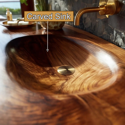 Zerona Live Edge Solid Wood Floating Bathroom Vanity with Integrated Sink SPA353646 Kitchnce