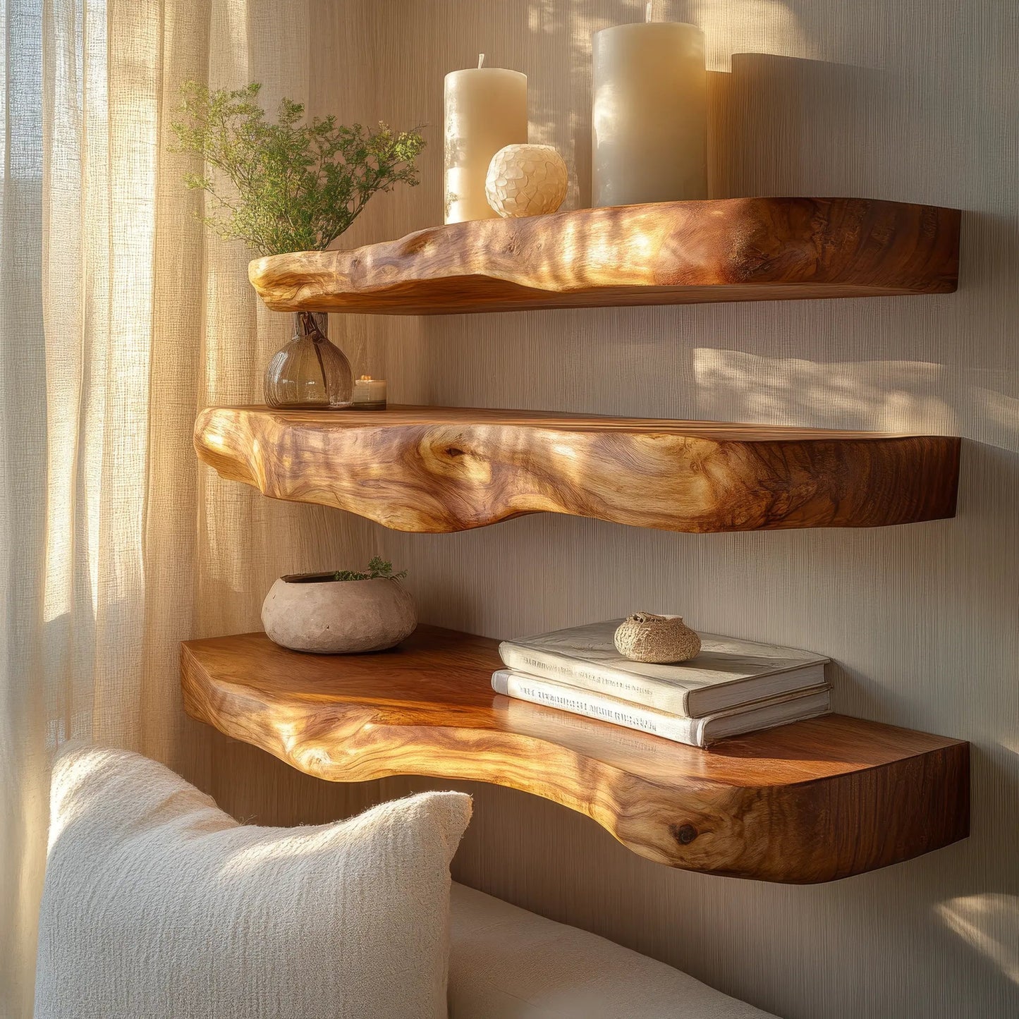 Zorvane Live Edge Solid Wood Floating Shelf SPA947232 Kitchnce