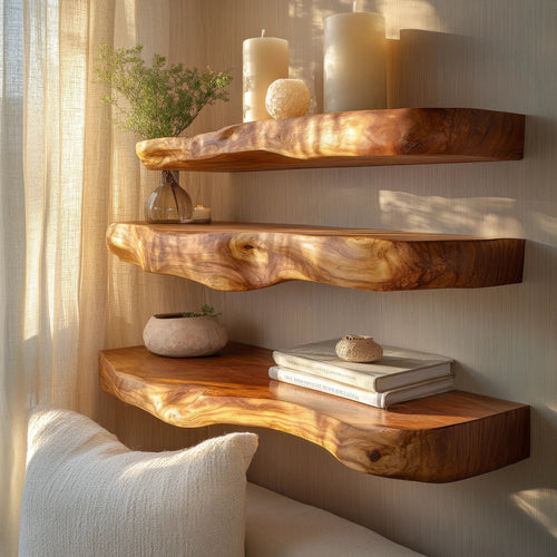 Zorvane Live Edge Solid Wood Floating Shelf SPA947232 Kitchnce