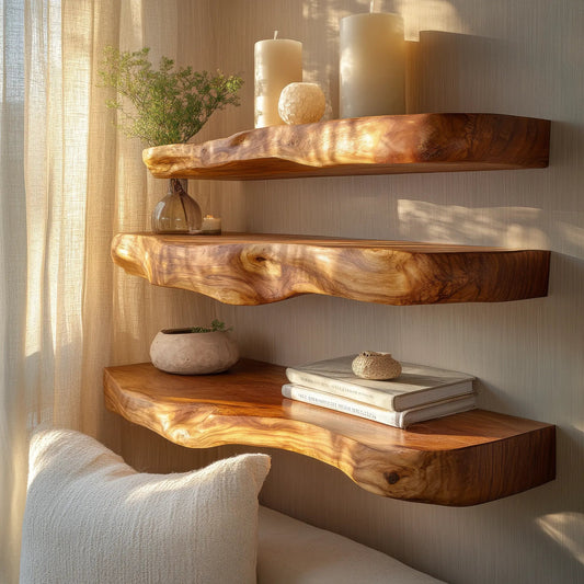Zorvane Live Edge Solid Wood Floating Shelf SPA947232 Kitchnce
