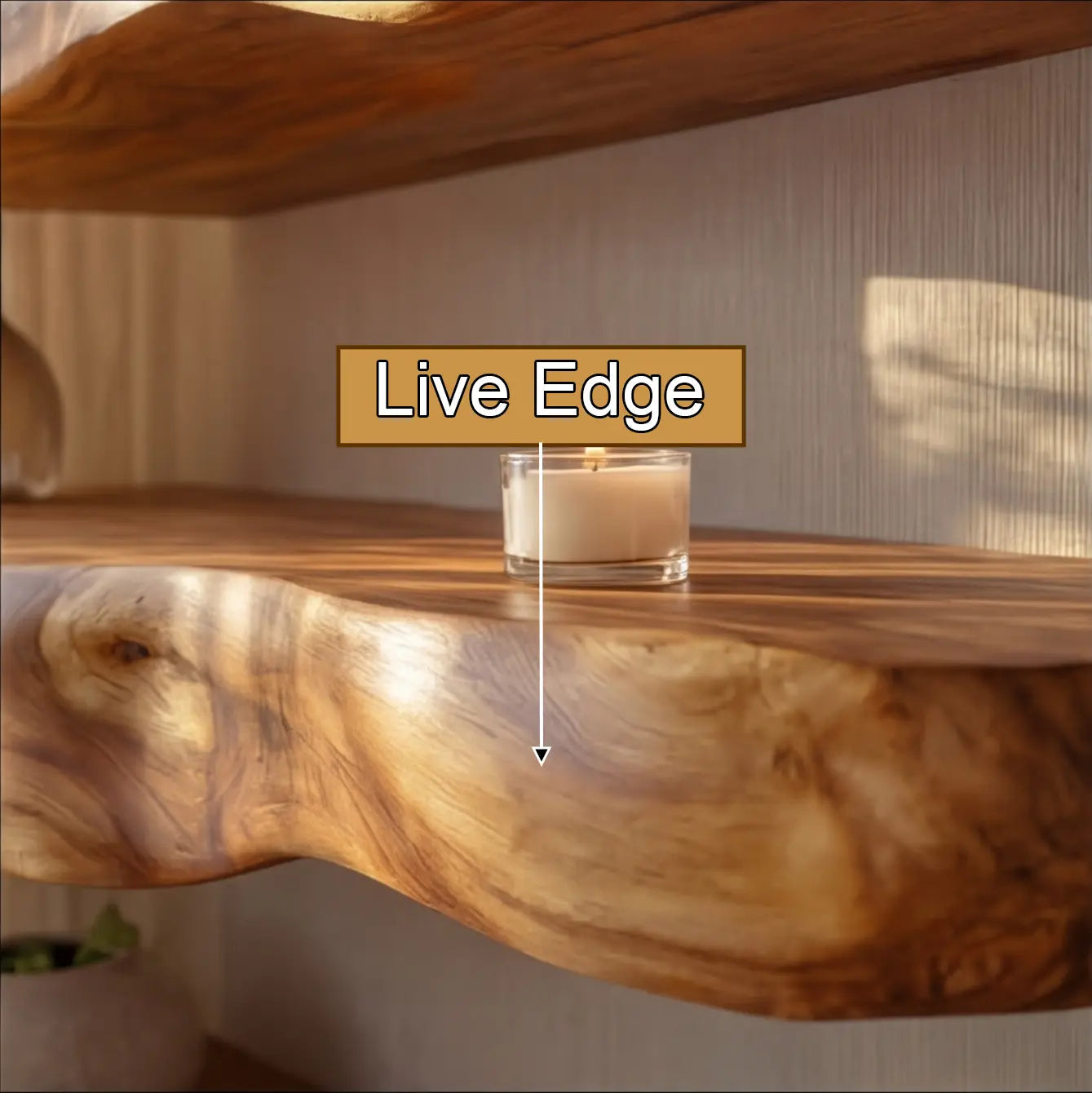 Zorvane Live Edge Solid Wood Floating Shelf SPA947232 Kitchnce