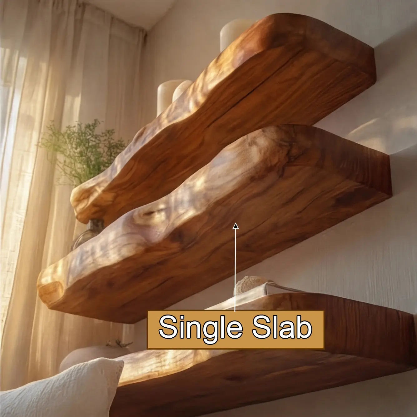 Zorvane Live Edge Solid Wood Floating Shelf SPA947232 Kitchnce