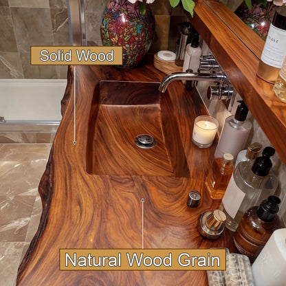 Zorvyn Live Edge Solid Wood Floating Bathroom Vanity with Integrated Sink SPA965784 Kitchnce