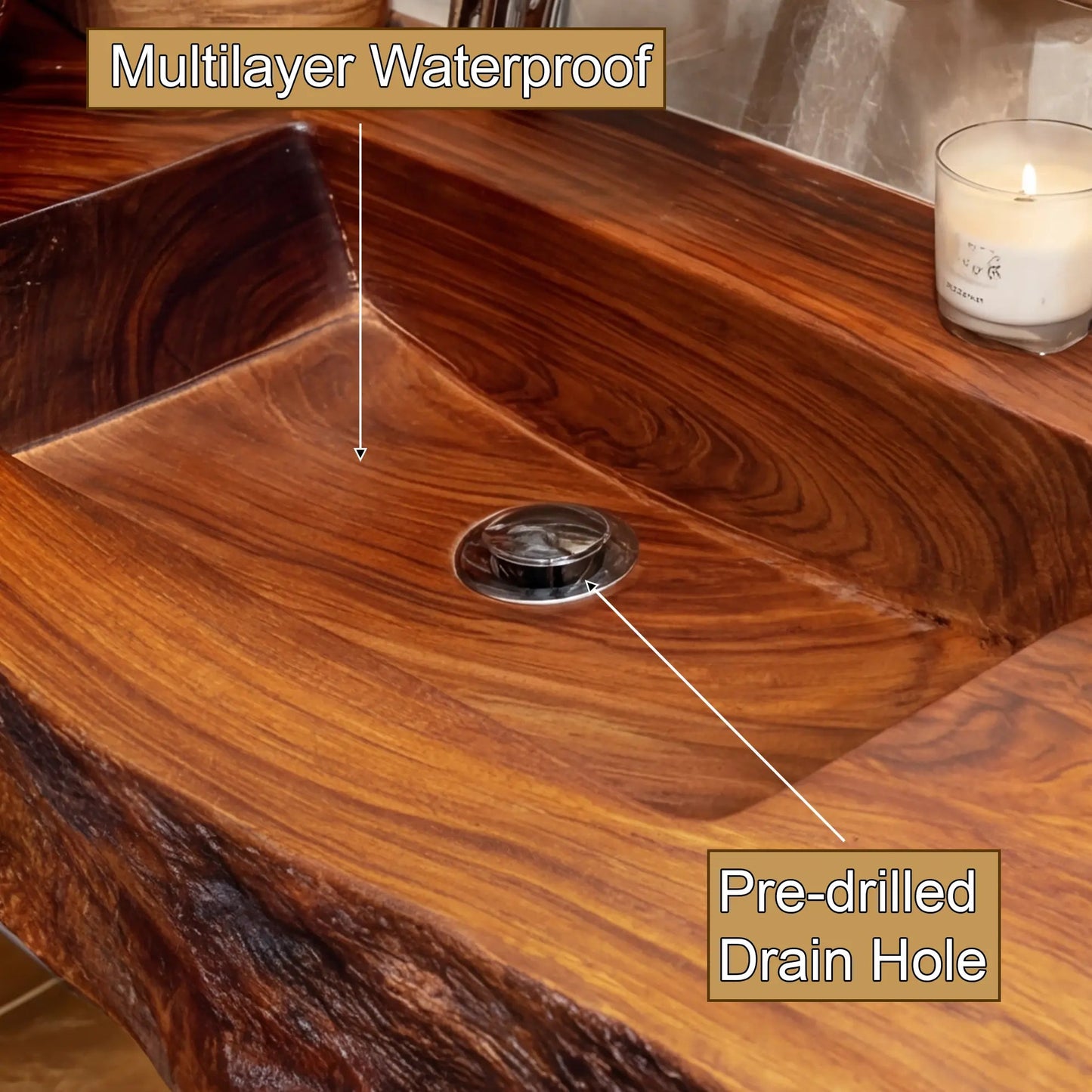 Zorvyn Live Edge Solid Wood Floating Bathroom Vanity with Integrated Sink SPA965784 Kitchnce
