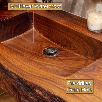 Zorvyn Live Edge Solid Wood Floating Bathroom Vanity with Integrated Sink SPA965784 Kitchnce