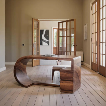 Curved Sculptural Desk With Fluid Form For Home Office And Studio Kitchnce