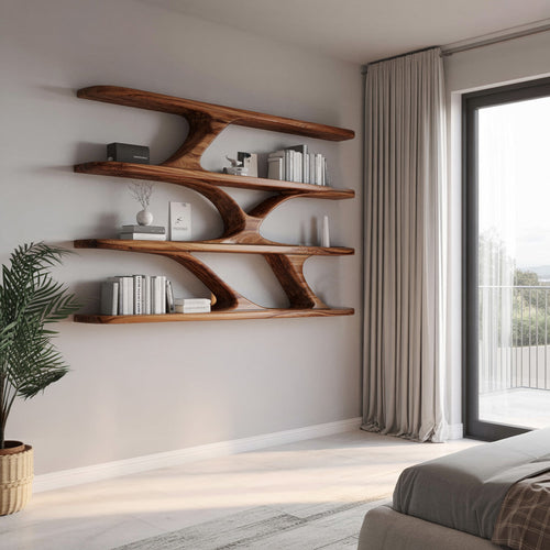 Modern Sculptural Wall Mounted Bookshelf For Bedroom Kitchnce