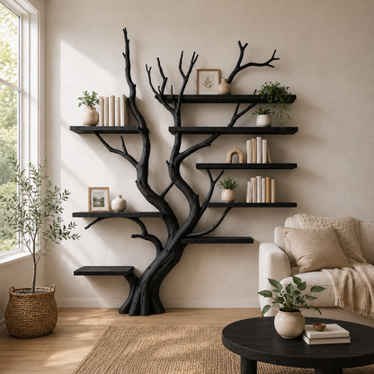 Large Solid Wood Tree Bookshelf for Nature Inspired Home Decor
