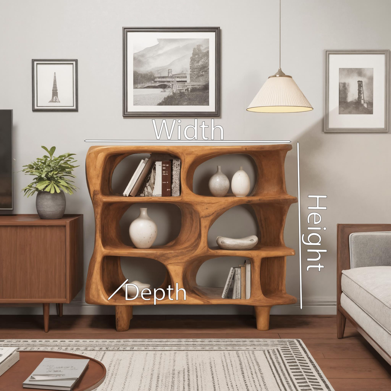 Modern Organic Sculptural Bookshelf For Living Room Or Office Kitchnce