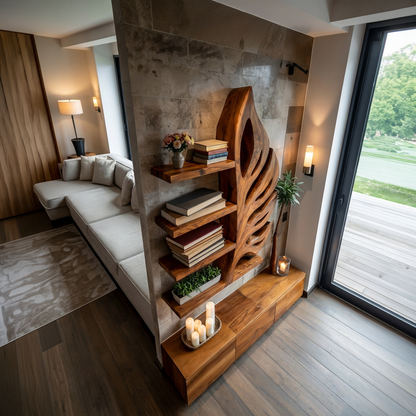 Nature Inspired Wooden Leaf Bookshelf for Modern Interior Kitchnce