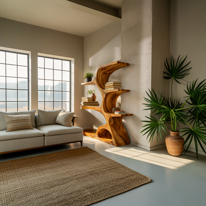Artistic Curved Bookshelf For Contemporary Home Kitchnce