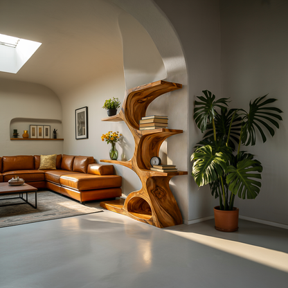 Artistic Curved Bookshelf For Contemporary Home Kitchnce
