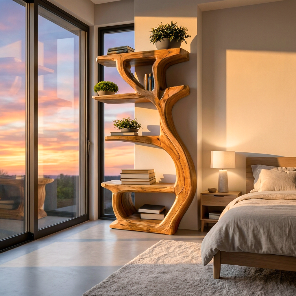 Modern Wooden Branch Tree Bookshelf For Living Room Kitchnce