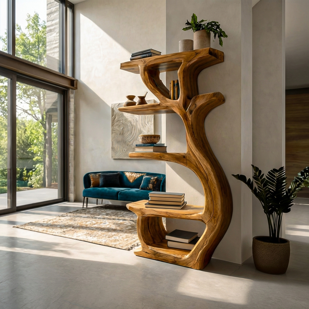 Modern Wooden Branch Tree Bookshelf For Living Room Kitchnce