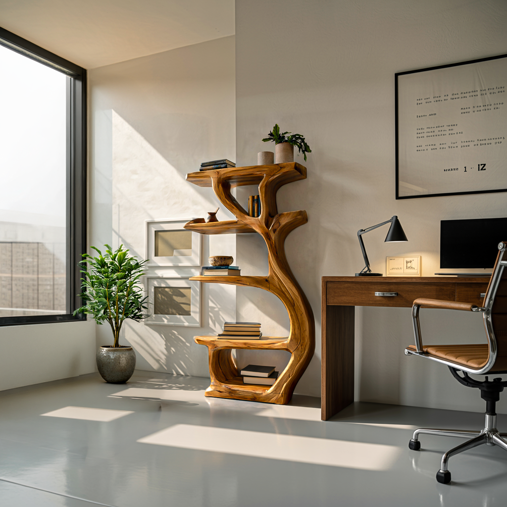 Modern Wooden Branch Tree Bookshelf For Living Room Kitchnce