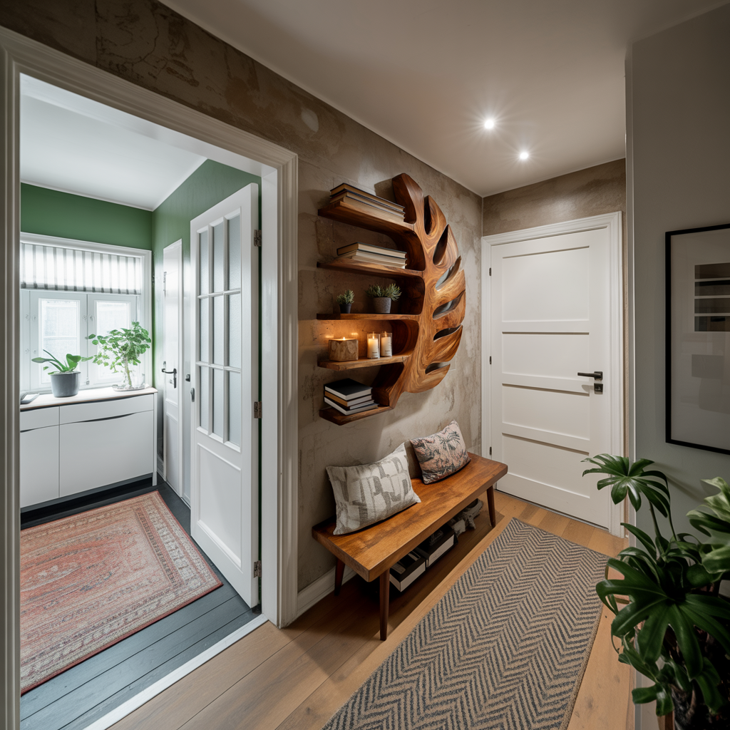 Sculptural Wood Monstera Leaf Bookshelf For Contemporary Interior Kitchnce