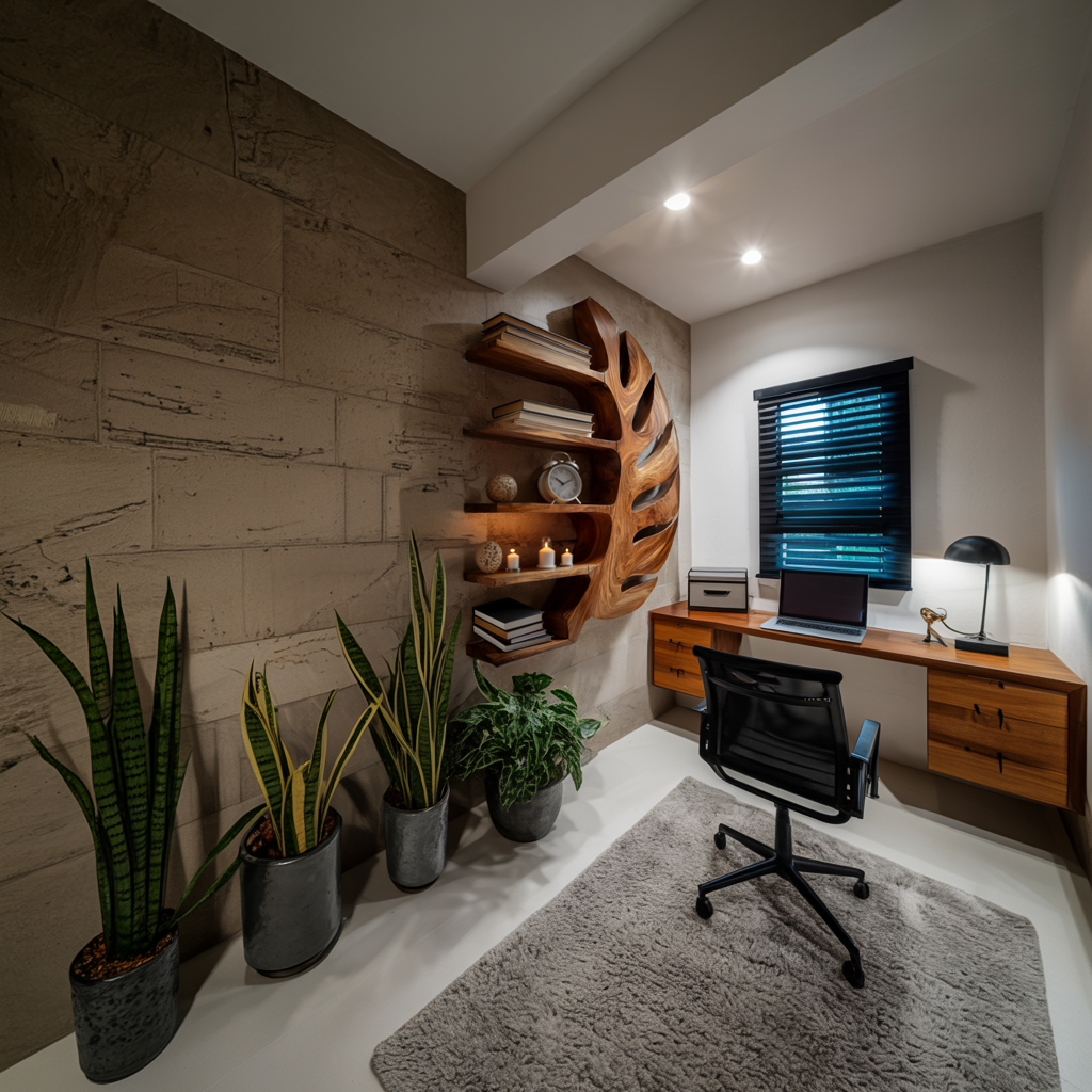 Sculptural Wood Monstera Leaf Bookshelf For Contemporary Interior Kitchnce