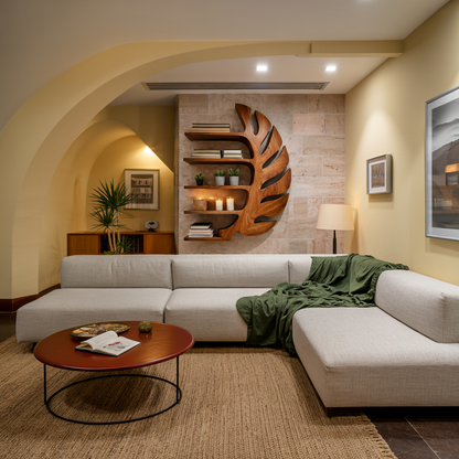 Sculptural Wood Monstera Leaf Bookshelf For Contemporary Interior Kitchnce