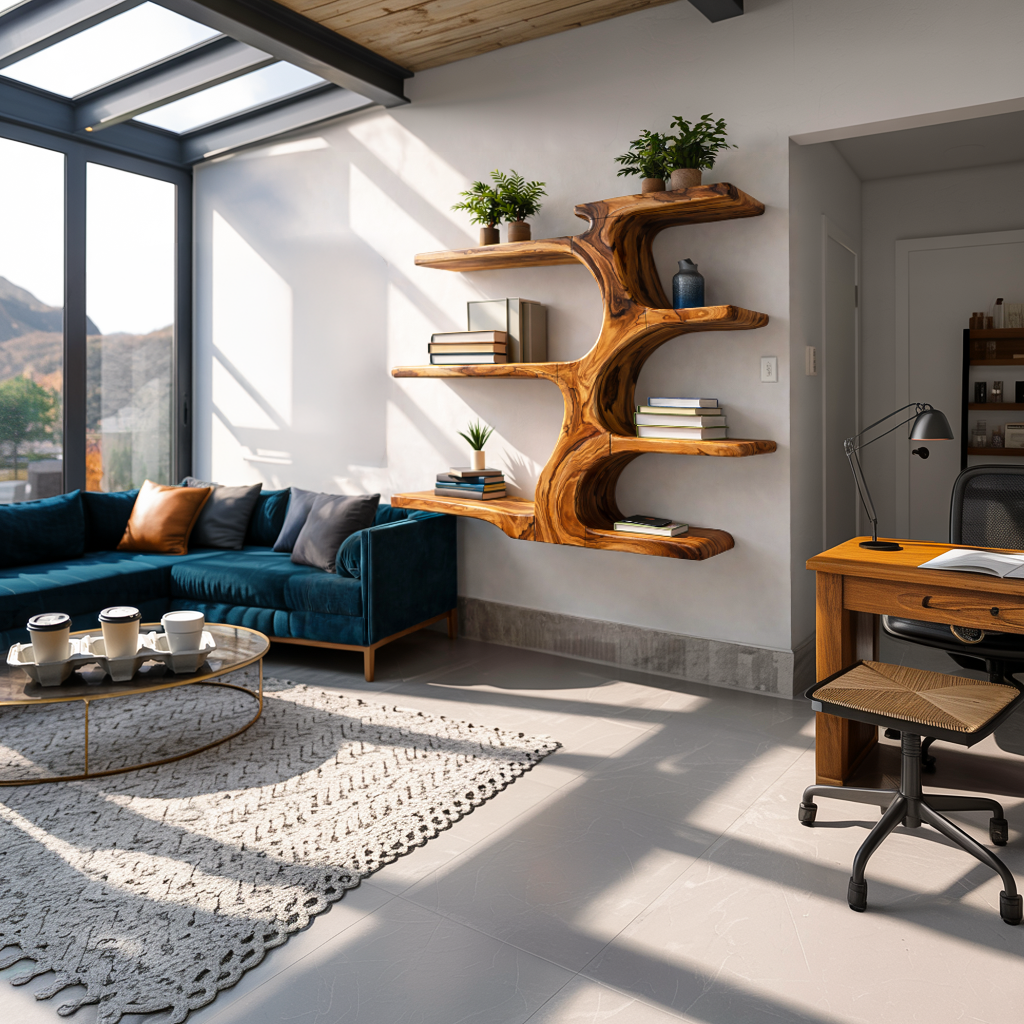 Contemporary Wooden Tree Bookcase For Living Room Kitchnce